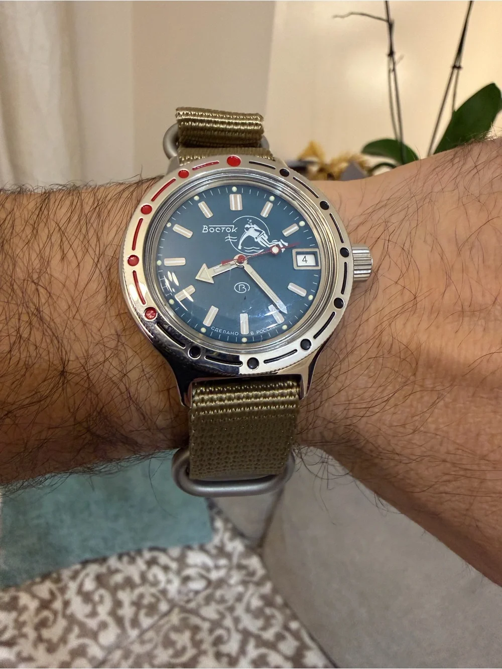 Vostok Amphibia 420059 Scuba Dude Automatic 200m Diver Watch Teal/Olive Dial